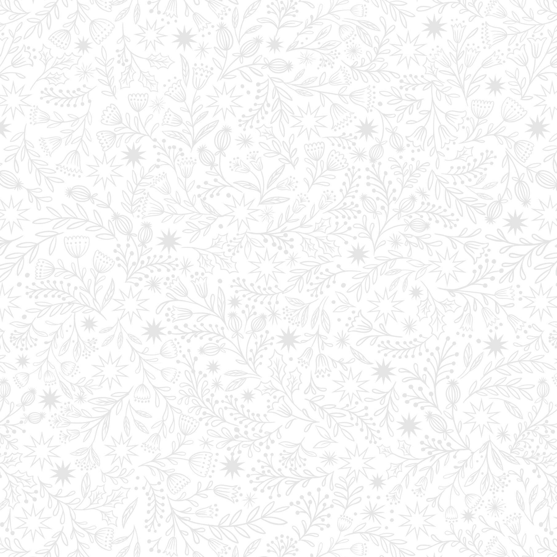 Tiny Tonals - Star Floral White on White - Cotton