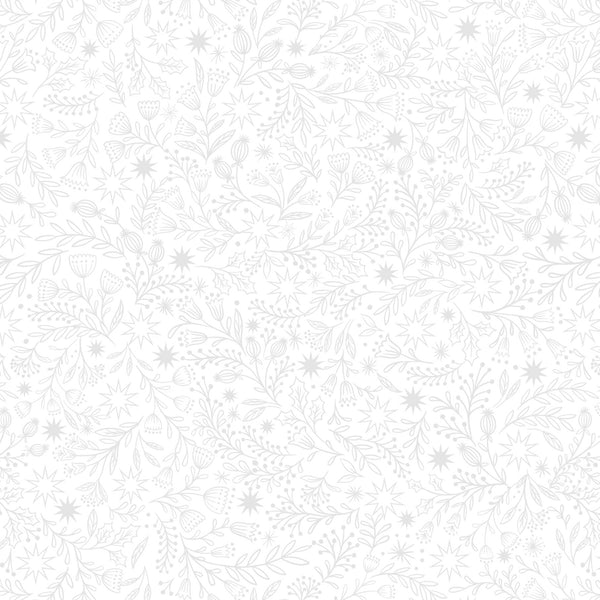 Tiny Tonals - Star Floral White on White - Cotton
