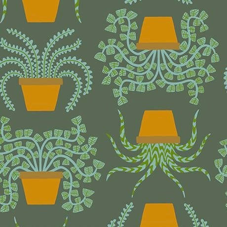 Calathea by Ruby Star - Houseplants Seaweed - Cotton Fabric