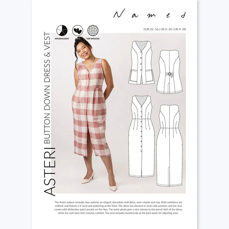 Asteri Button Down Dress & Vest Pattern
