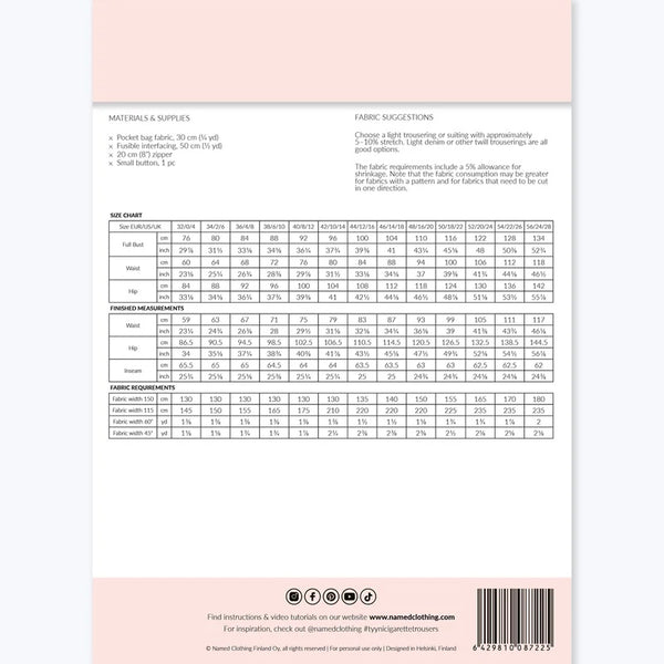Tyyni Cigarette Trousers Pattern