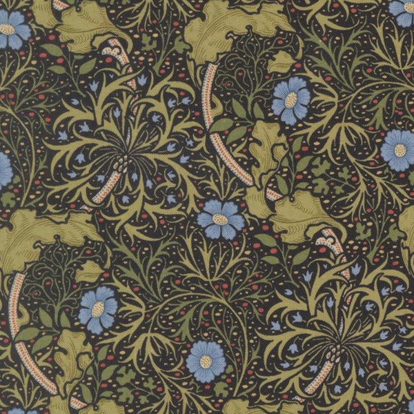 Morris Muse - Seaweed Florals Ebony - Cotton Fabric