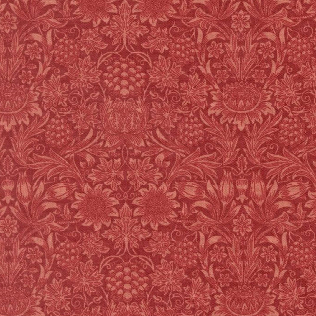 Morris Muse - Sunflower Damask Russet - Cotton Fabric