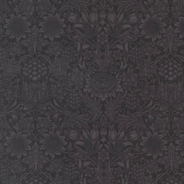 Morris Muse - Sunflower Damask Ebony - Cotton Fabric