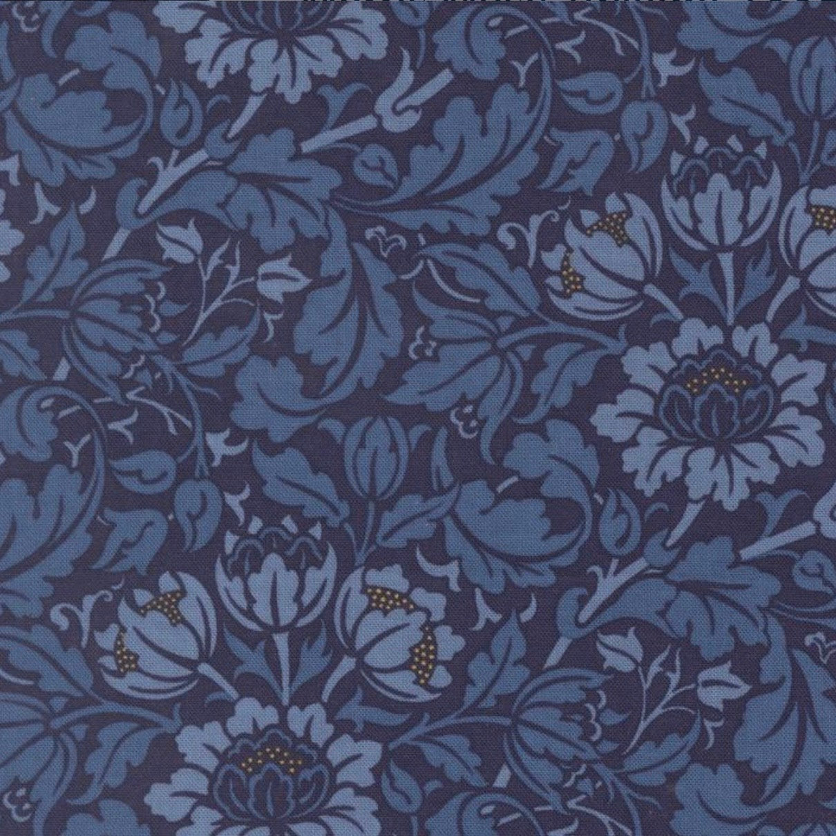 Morris Muse - Flowering Scroll Florals Twilight - Cotton Fabric