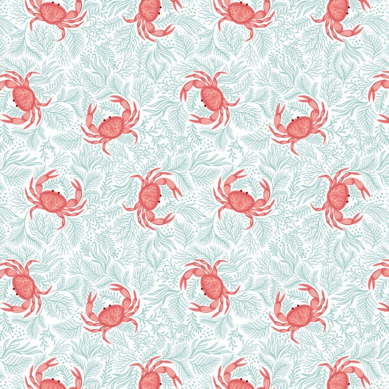 Seas the Day - Crabs on Seaweed - Cotton Fabric