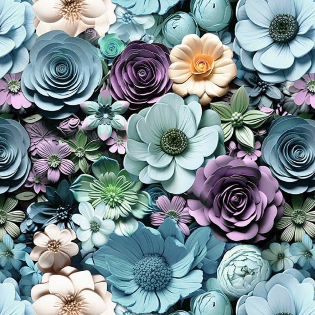 Another Dimension - Flowerbed Turquoise - Cotton Fabric