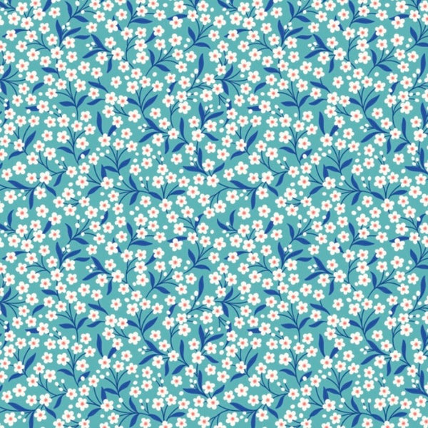 Boho Blooms - Blue Flower Sprigs - Cotton Fabric