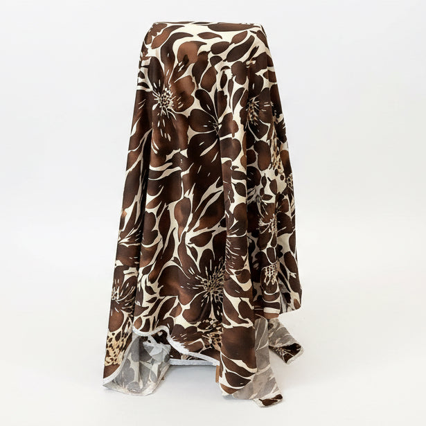 Viscose Satin - Espresso Floral