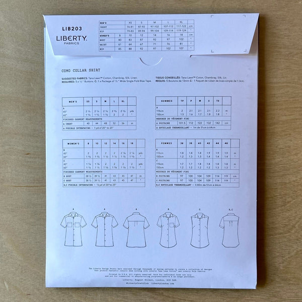 Liberty Como Collar Shirt Pattern