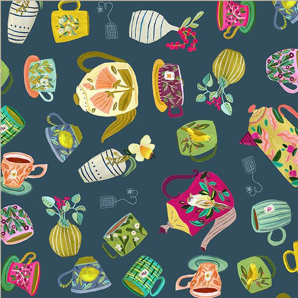 Indigo Tea Collection - Tea Cups - Cotton Fabric