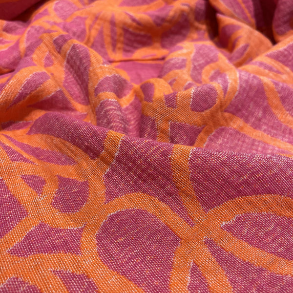 Cotton Jacquard - Abstract Flower Fuchsia
