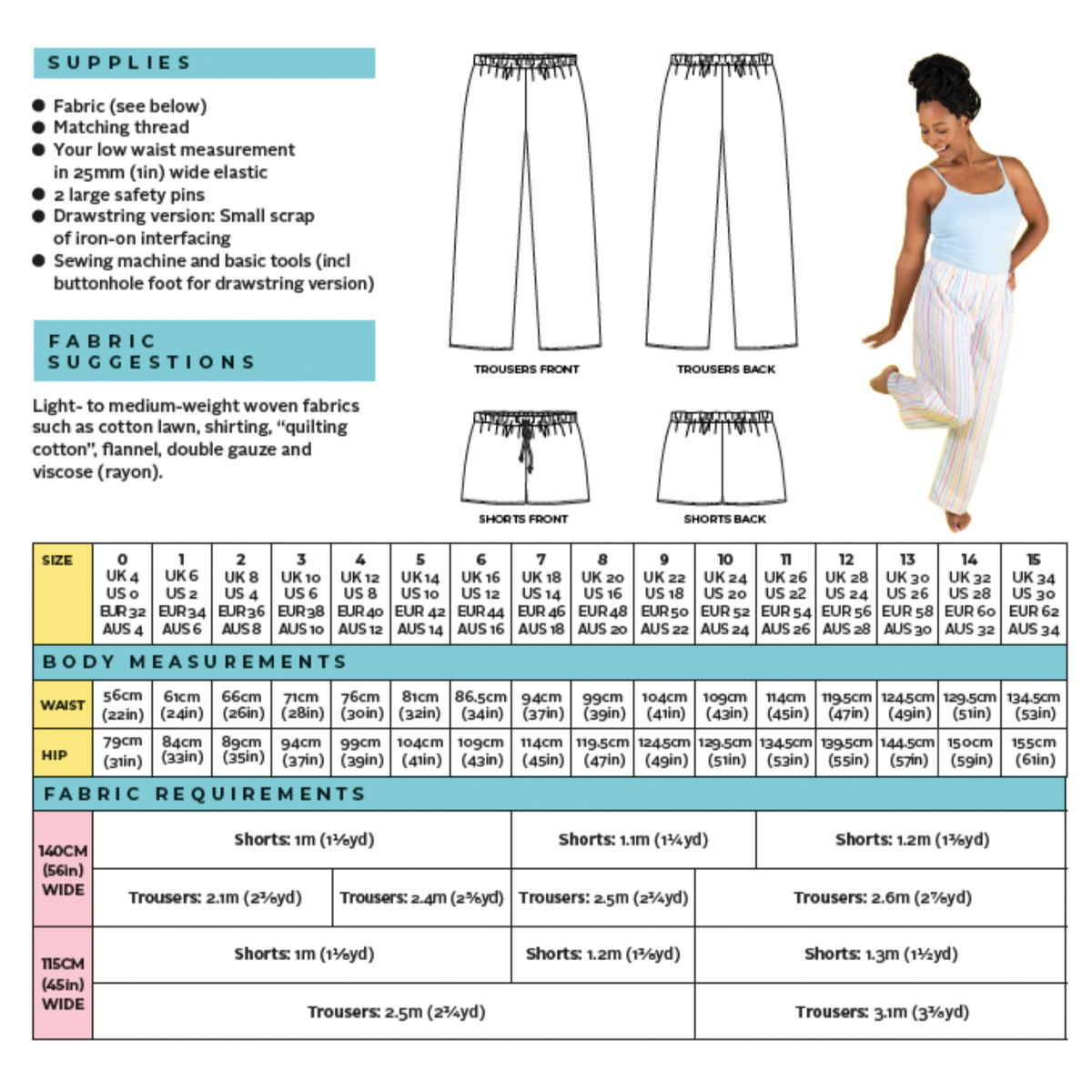 Jamie Pyjama Pants / Shorts Pattern