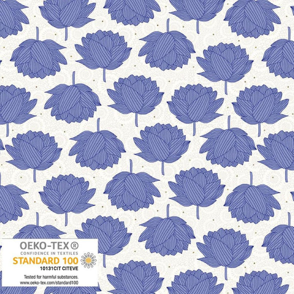 Japan Hello - Blue Flowers - Cotton Fabric