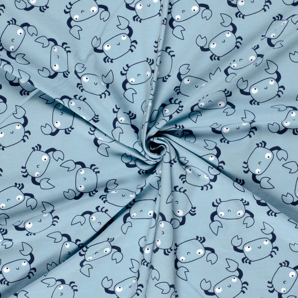Cotton Jersey - Aqua Crabs