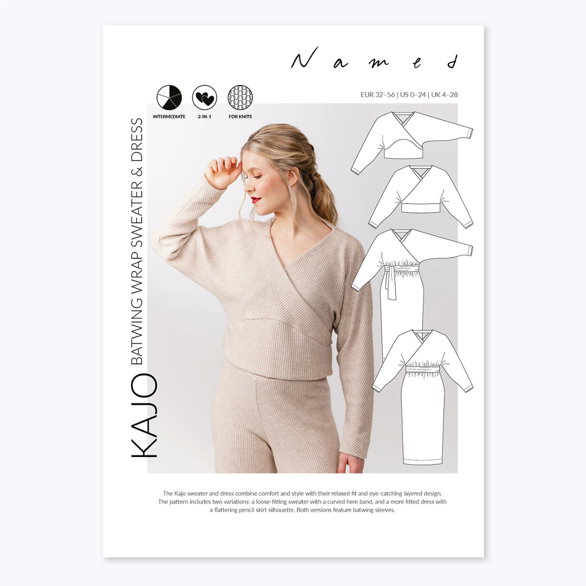 Kajo Batwing Wrap Sweater and Dress Pattern
