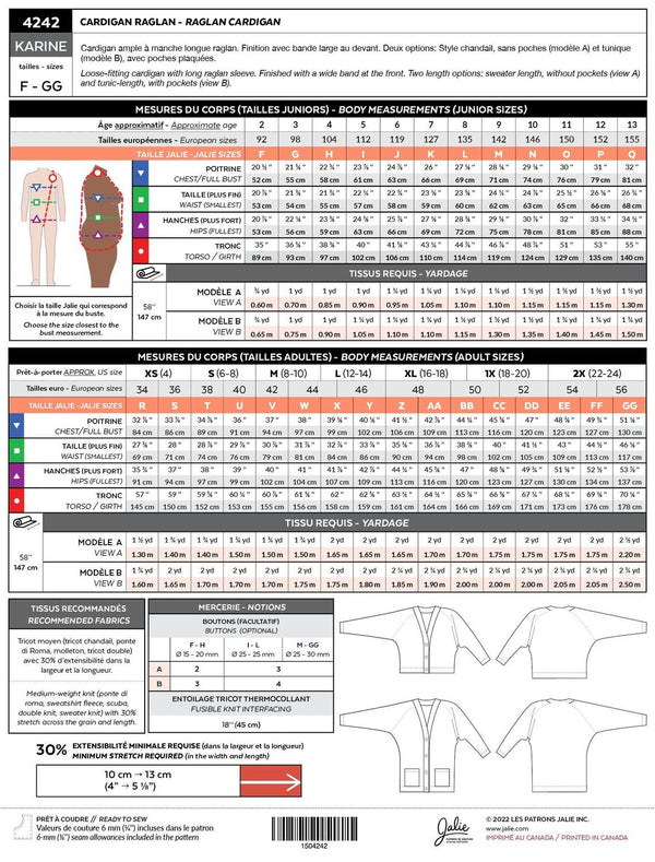 Karine Raglan Cardigan Pattern