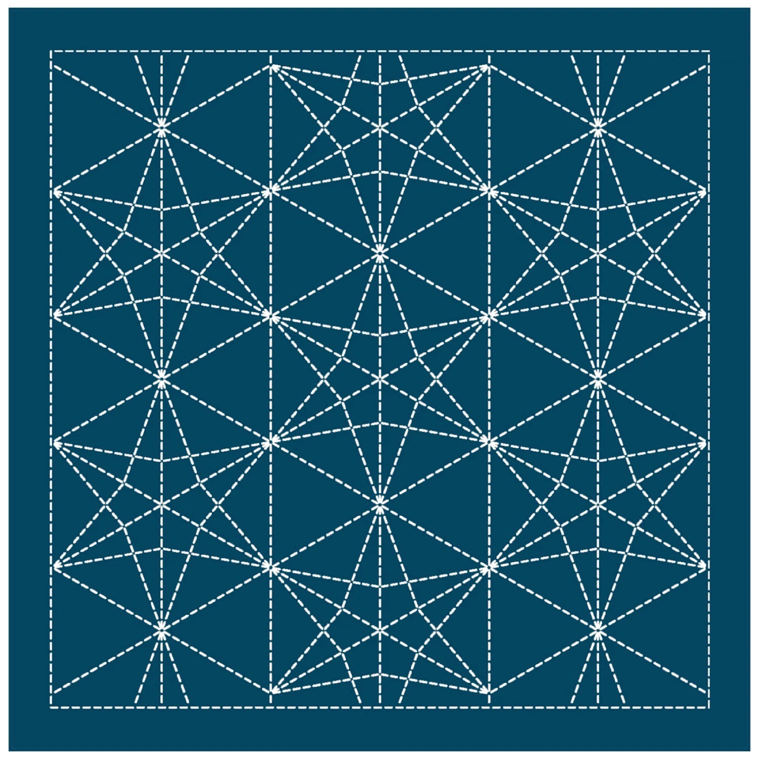 Sashiko Sampler Traditional Design - Kasane Rindou - Navy