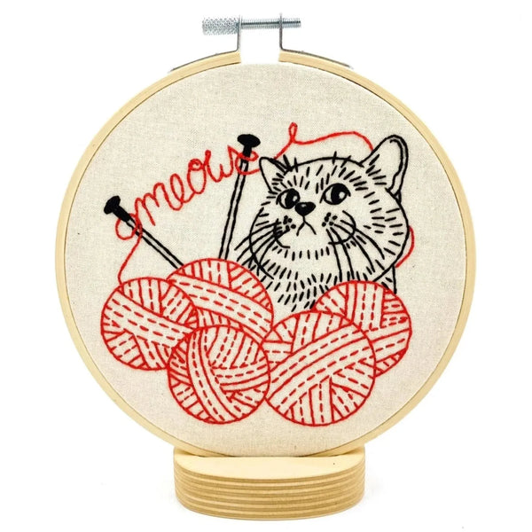 Kitten with Knitting - Full Embroidery Kit