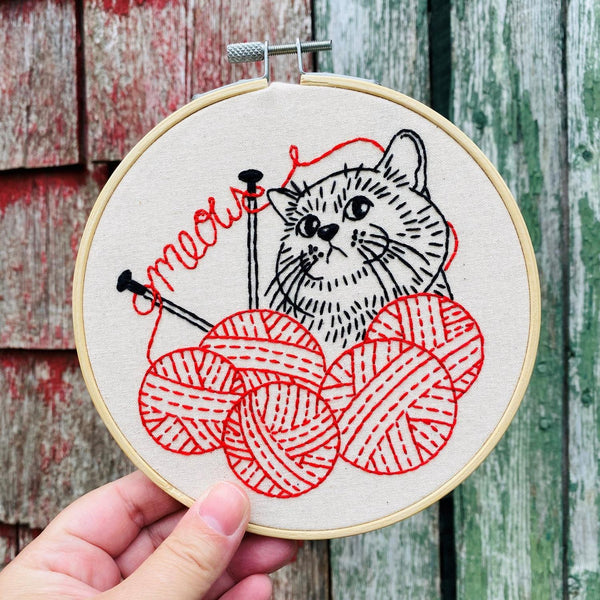 Kitten with Knitting - Full Embroidery Kit