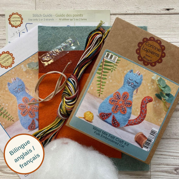 Folk Cat Embroidery Felt Craft Kit