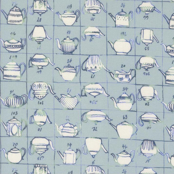 Larking by Janet Clare - Copeland Teapots - Cotton Fabric