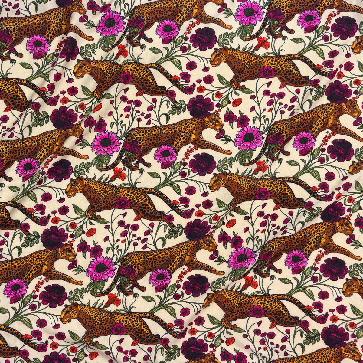 Rayon Viscose - Leopard Sand Fuchsia