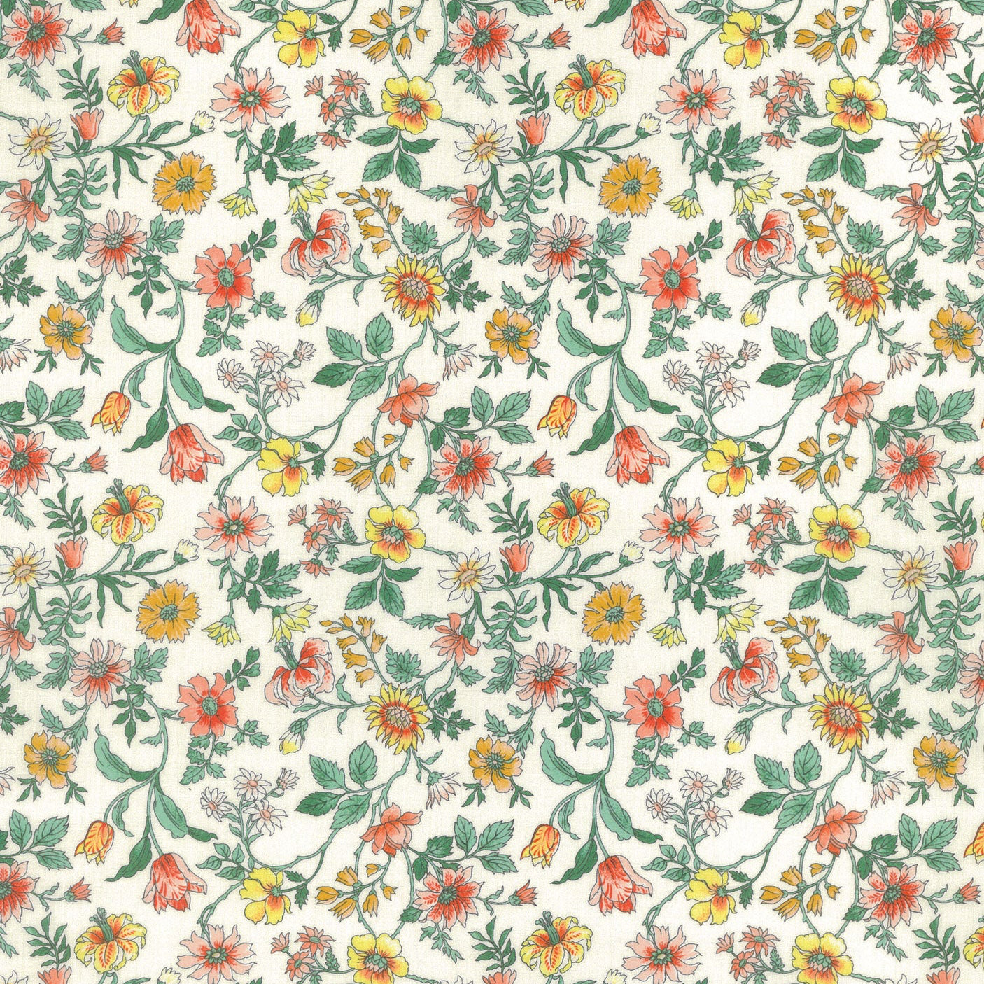 Floral pattern with colorful flowers on a white background