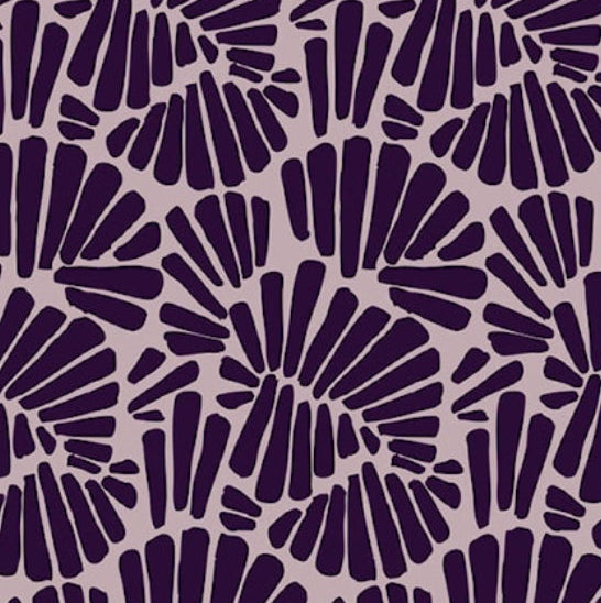 Pattern of purple geometric shapes on a lilac background
