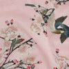 Linen Fabric - Birds Digital Print Pink