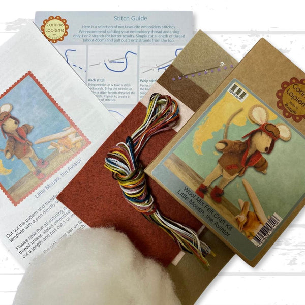 Little Mouse Aviator Embroidery Felt Craft Kit