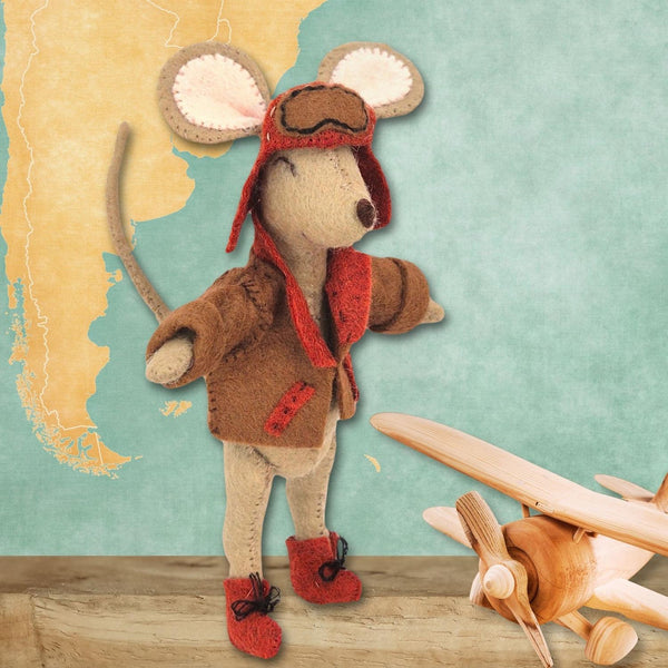 Little Mouse Aviator Embroidery Felt Craft Kit