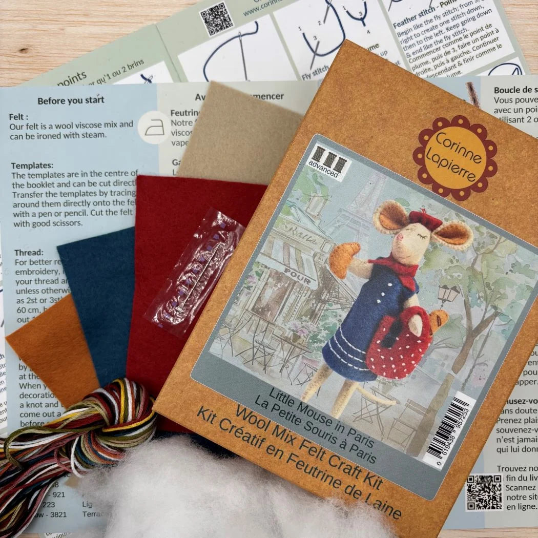 Little Mouse in Paris Embroidery Felt Craft Kit