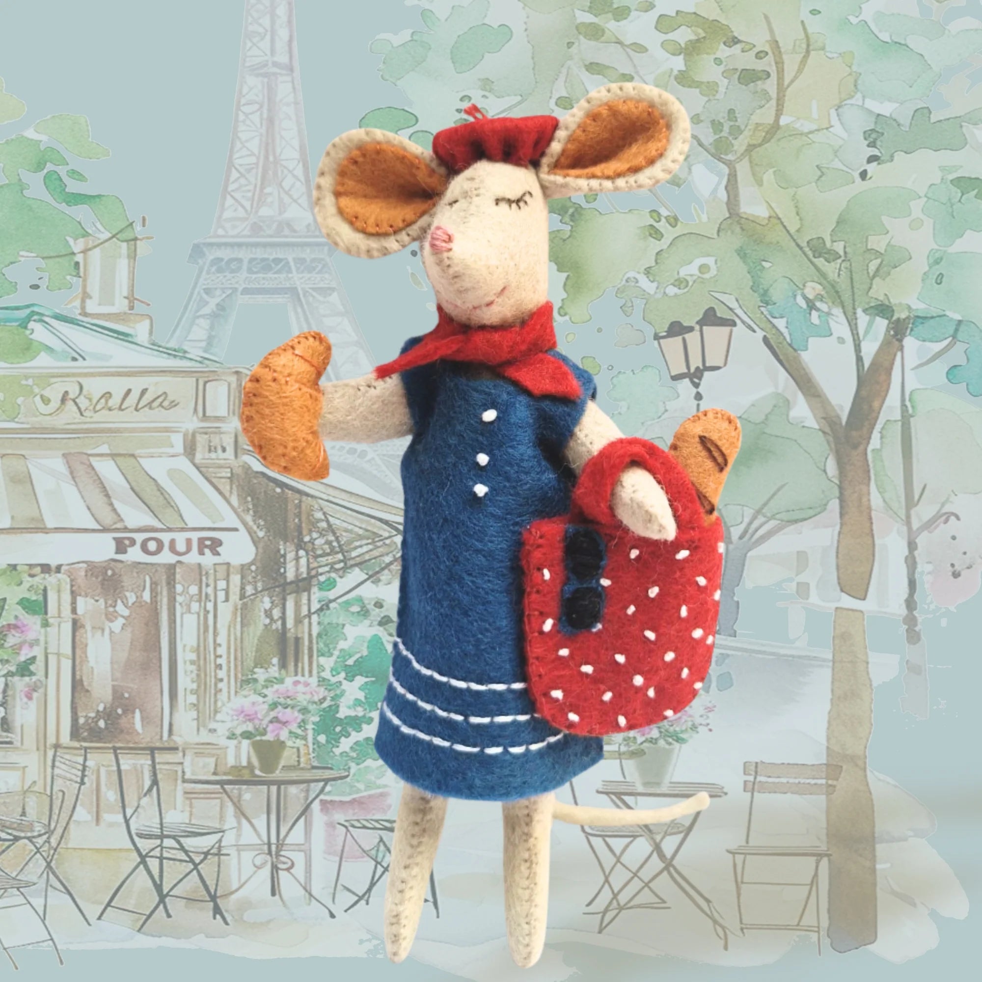Little Mouse in Paris Embroidery Felt Craft Kit