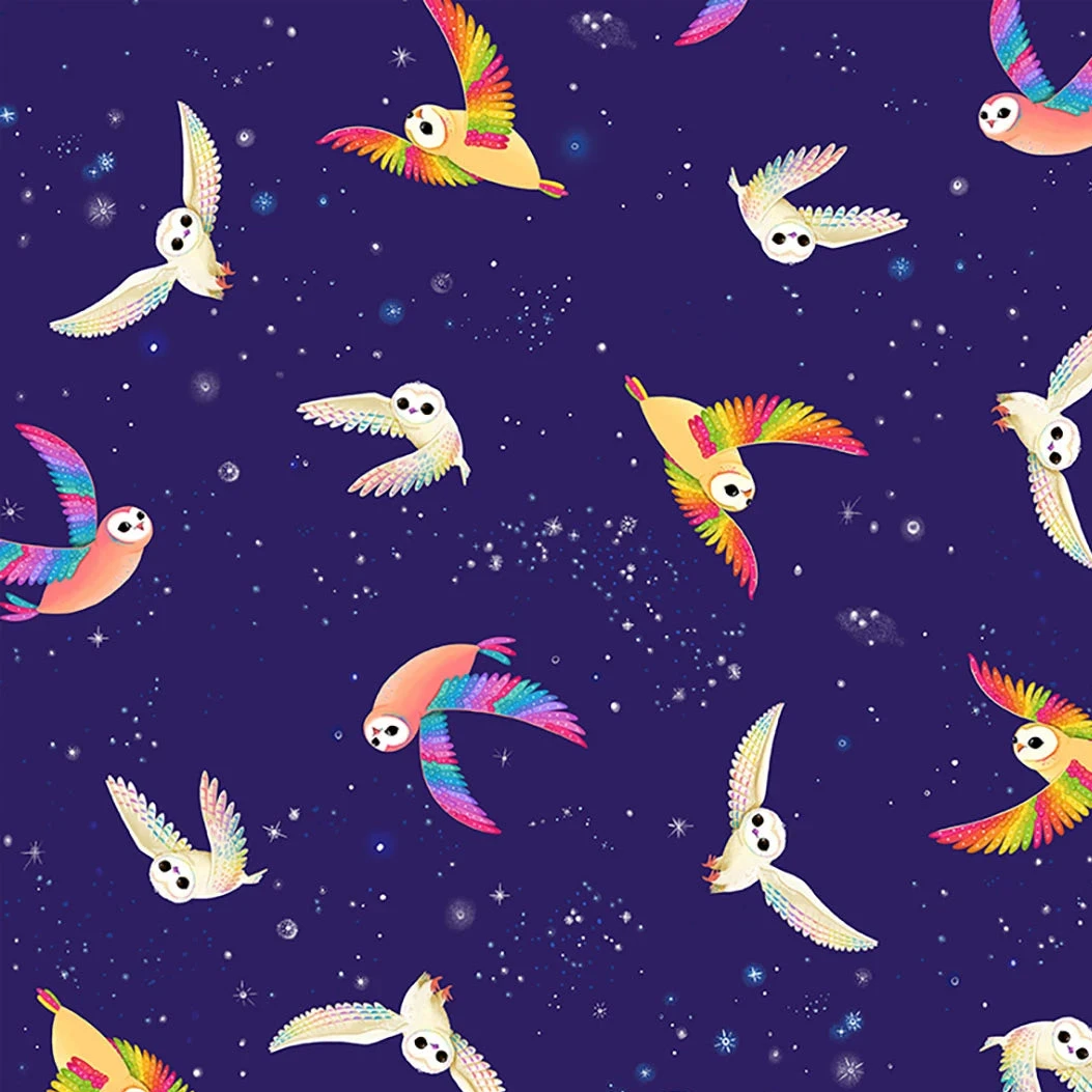 Love Under the Stars - Midnight Owls - Cotton Fabric