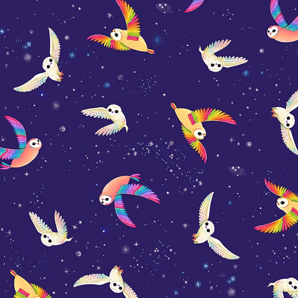 Love Under the Stars - Midnight Owls - Cotton Fabric