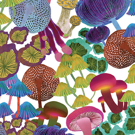 Modern Mushrooms by Kate Segal -  Cotton Fabric