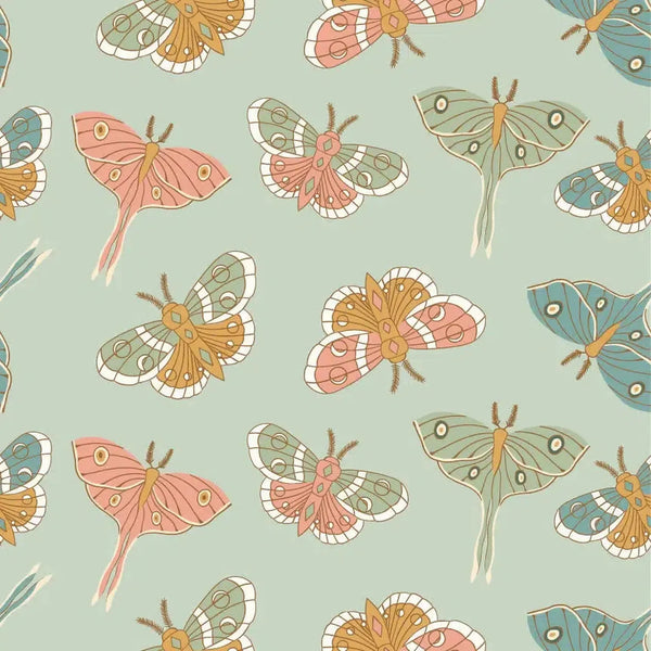Moonbeam Dreams - Lunar Moth Mint - Cotton
