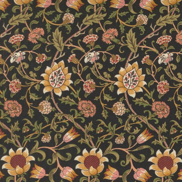 Morris Manor - Evenlode Florals Ebony - Cotton Fabric