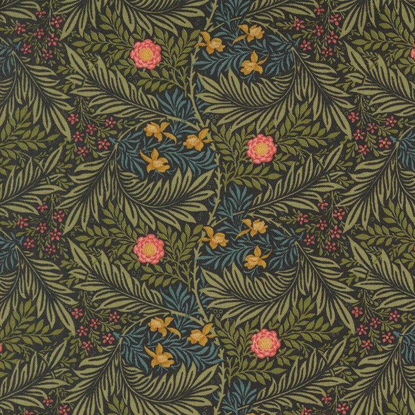 Morris Manor - Larkspur Florals Ebony - Cotton Fabric