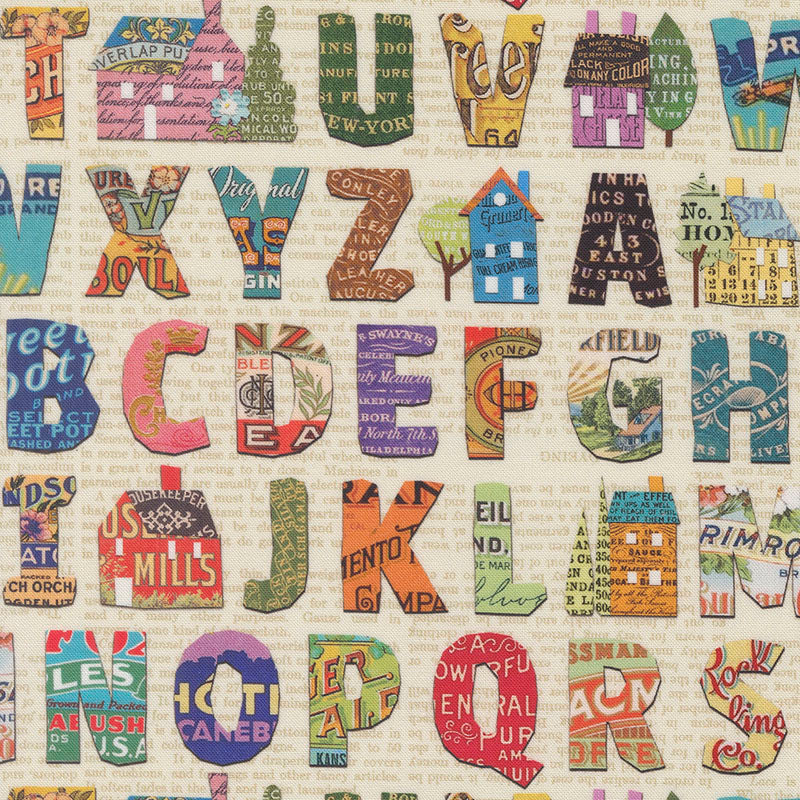 Paper Hamlet by Cathe Holden - Letters - Cotton Fabric