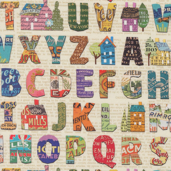 Paper Hamlet by Cathe Holden - Letters - Cotton Fabric