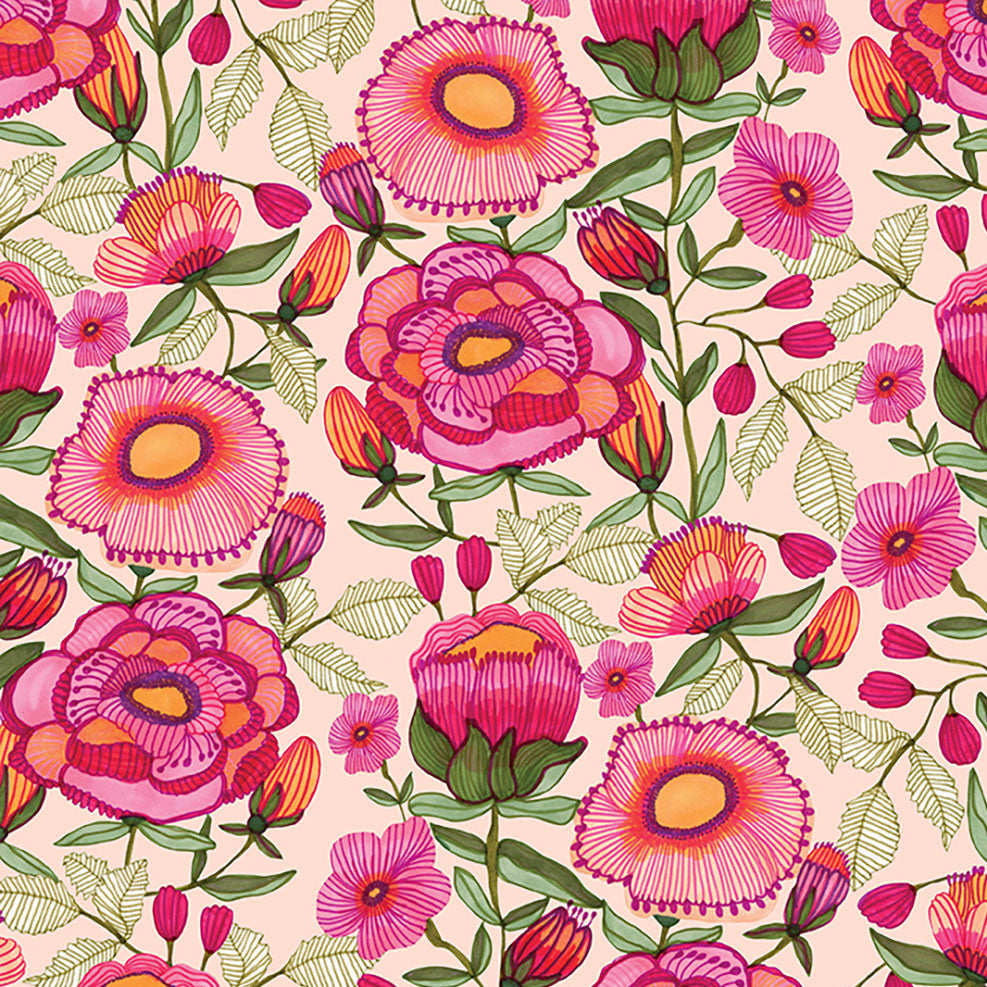 Springtime Splendour - Peony Patch - Cotton Fabric