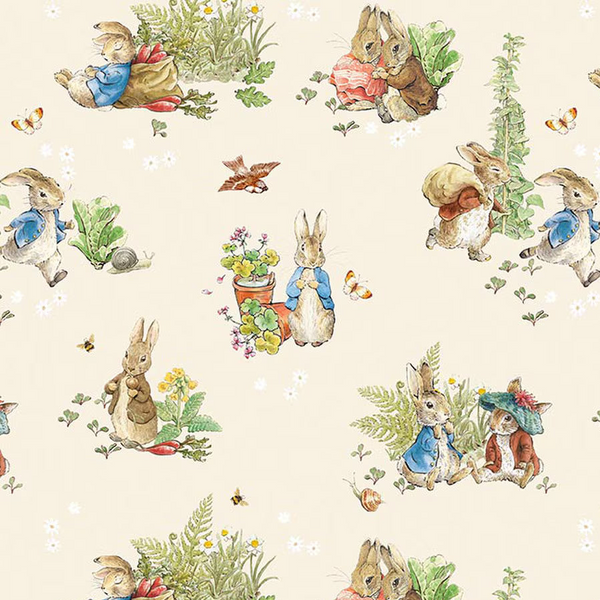 Peter Rabbit & Benjamin Bunny - Cream - Cotton Fabric