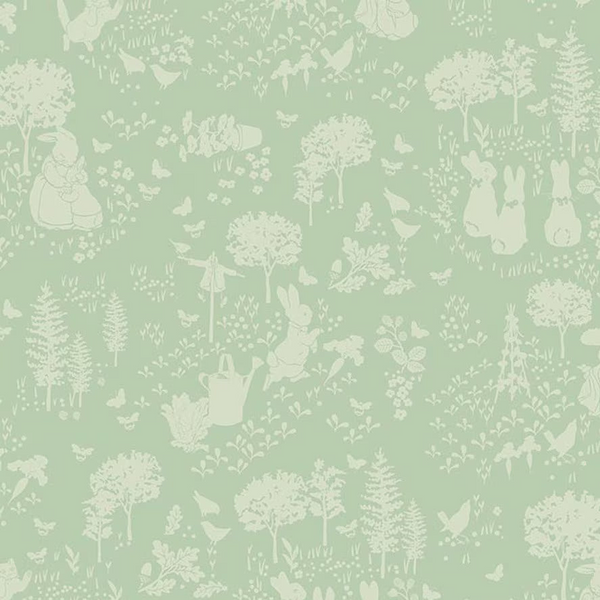 Peter Rabbit & Benjamin Bunny - Garden Green - Cotton Fabric