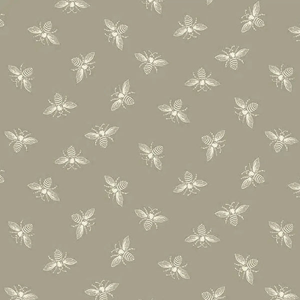 Petite Beehive - Greige Bee - Cotton Fabric
