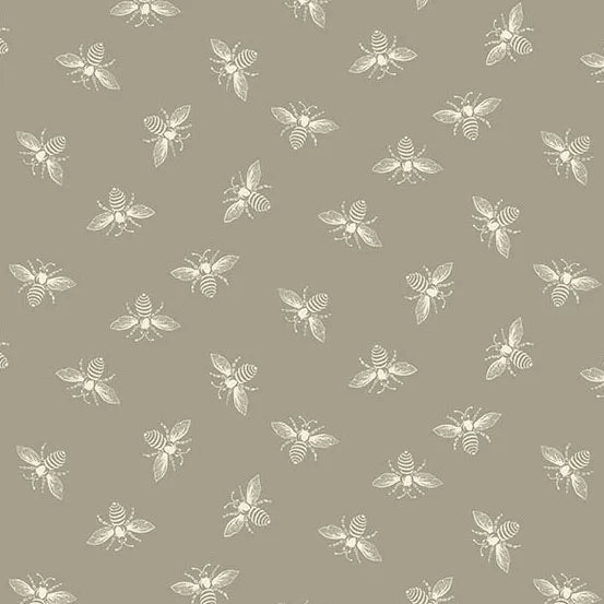 Petite Beehive - Greige Bee - Cotton Fabric