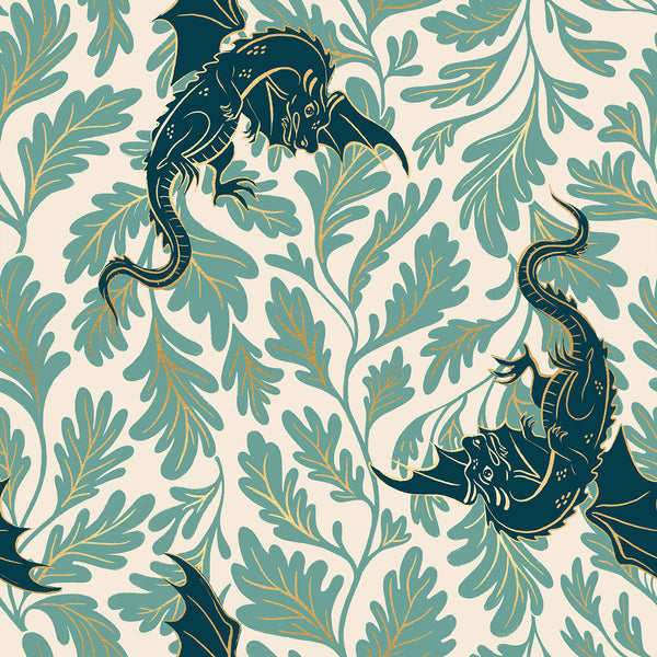Fireglow by Ruby Star - Dragon Lair Watercress - Cotton Fabric