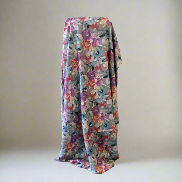 Digital Floral Satin Print - Rayon Fabric