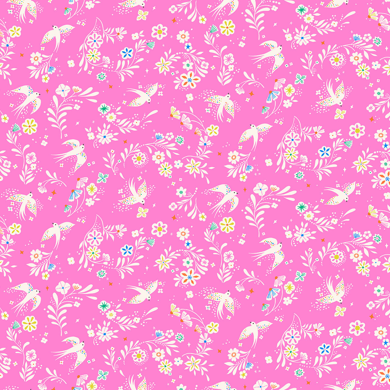 Songbird - Birds Pink - Cotton Fabric